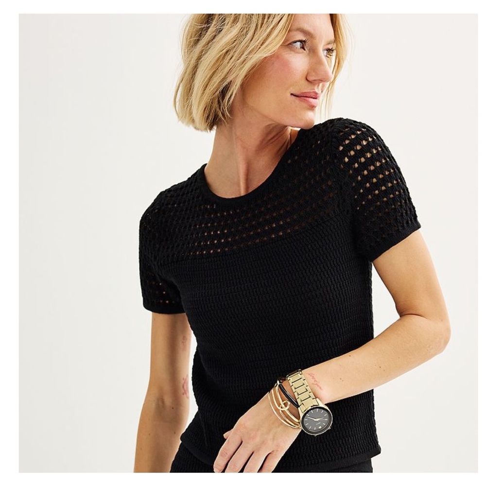 Nine West Black‎ Crochet Blouse